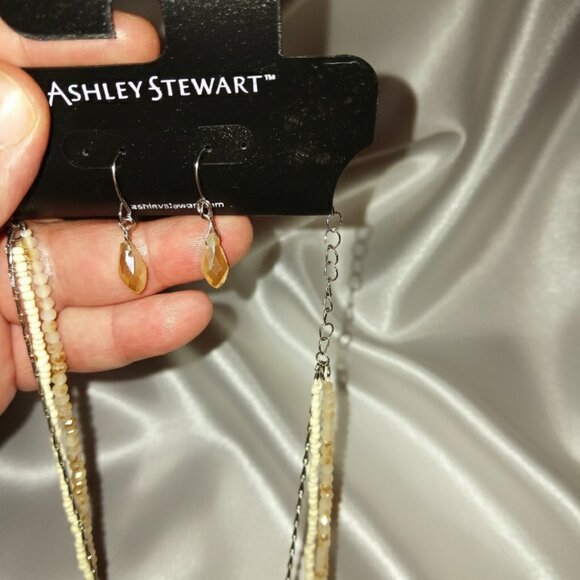 Ashley Stewart Necklace and Earring Set NWT Peach and Silver Fashion Jewelry - Picture 4 of 11
